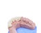 Close up denture ceramic model on white background