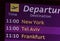 Close up of departures board
