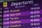 Close up of departures board