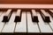 Close up detail of electronic musical keyboard synthesizer