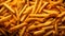 Close Up Detail of Fresh Cooked Homemade Strand French Fries Texture as a Background and Wallpaper