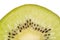 Close up detail of fresh juicy kiwi slice and white background o