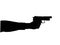 Close up detail one man hand gun silhouette