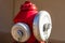 Close up on detail of red street hydrant isolated