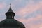 Close up detail shot of the Seekirchl  Church dome in Seefeld, Austria at sunset