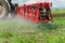 Close up detail of spraying farm machine