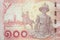 Close-up detail of Thai baht banknote.  baht is the national currency of Thailand
