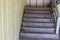 Close up detail wooden staircase corridor in old wooden room vintage style.