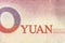 Close Up Detail of Yuan Word on Chinese Currency