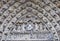 Close up of the detailed carvings on the outside of Amiens Cathedral