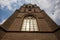 Close-up details on facade of the Church , a catholic church built in mixed Baroque and Flemish-Italian architectural style in the