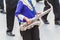 Close up and details of playing musicians, instruments in a marching, show band, music band