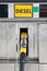 Close up of a diesel gas pump