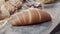 Close-up of  different types of fresh baked Dutch bread is on the wooden table