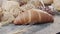 Close-up of  different types of fresh baked Dutch bread is on the wooden table