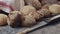 Close-up of different types of fresh baked Dutch bread is on the wooden table