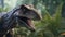 close up of a dinosaur eating