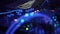 Close up DJ control music console and colorful light in nightclub. DJ mixer player and sound console for disco party