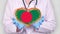 Close-up. Doctor in medical white coat, blue gloves holds in hands drawn pulsating heart with Bangladesh flag. Concept