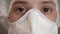 Close Up Doctor or nurse With Face Mask Preparing Surgery Intervention Medical Clinic. Covid-19. Pandemic. Close-up