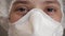 Close Up Doctor or nurse With Face Mask Preparing Surgery Intervention Medical Clinic. Covid-19. Pandemic. Close-up