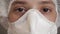 Close Up Doctor or nurse With Face Mask Preparing Surgery Intervention Medical Clinic. Covid-19. Pandemic. Close-up