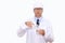 Close-up - Doctor pours mineral water into a glass