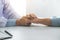 Close up of doctor touching patient hand for encouragement and empathy on the hospital, cheering and support patient, Bad news, me