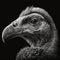 Close-up of a dodo\\\'s face in black and white high contrast (generative AI)