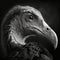 Close-up of a dodo\\\'s face in black and white high contrast (generative AI)