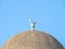 Close up with the dome and the crescent moon or Hilaal of Mosque of Constanta- Minaret, located in Constanta Romania