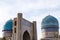 Close up of the domes of the madrassahs at Registan square, Samarkand, Uzbekistan