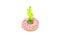 Close up donuts on a bright background. Creative concept junk food. toy cactus