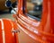 Close Up Of Door Of Orange Vintage Hot Rod Car