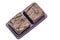 Close up Double Chocolate Fudge Brownies isolate on white background with clipping path..