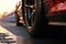 close-up of drag racing car tires gripping the track