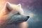 Close up dreamy view of cute polar fox