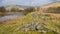 Close up of dredged river rocks offering flood bank protection for fields