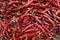 Close up of dried red chillies