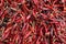 Close up of dried red chillies