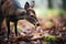 close-up of duiker foraging for food