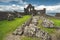 Close-up Dunluce castle ruins. Northern Ireland.