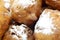 Close up of dutch oliebollen