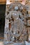 Close up of dwarapala on the right side at the North entrance of Shantaleswara shrine, Hoysaleshvara Temple, Halebid, Karnataka