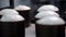 Close-up of easter cakes ready for baking. Stock footage. Easter raw cakes with raisins in molds are on baking tray