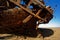 Close up of the Eduard Bohlen shipwreck, Skeleton Coast, Namibia, Africa