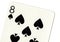 Close up of an eight of spades playing card.