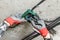 Close up of electrician\' hands in working gloves mounting electrical junction box with wires