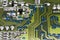 Close up of electronic circuit board with microchip