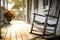 close-up of empty rocking chair on a porch
